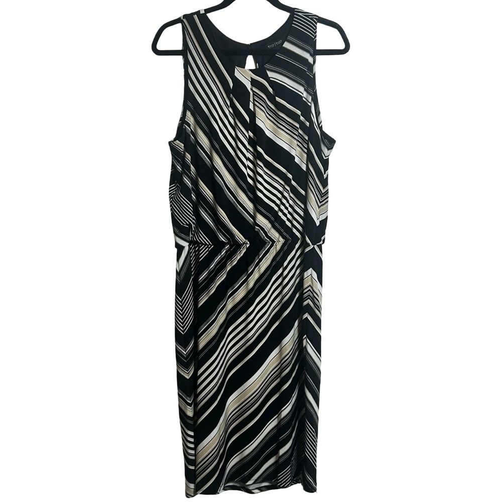 White House Black Market Sleeveless Geometric Stripe Dress Size 16 Office Career